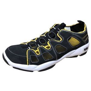 SAND N SUN Men’s Swim Surf Aqua Lace Black Yellow SlipOn Water Shoes Sz 12